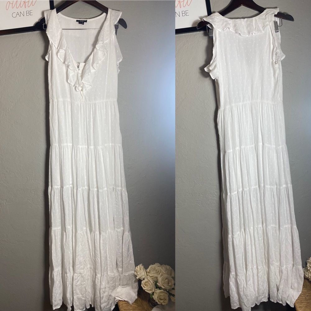 PAIGE White Ruffled Tiered Maxi Dress